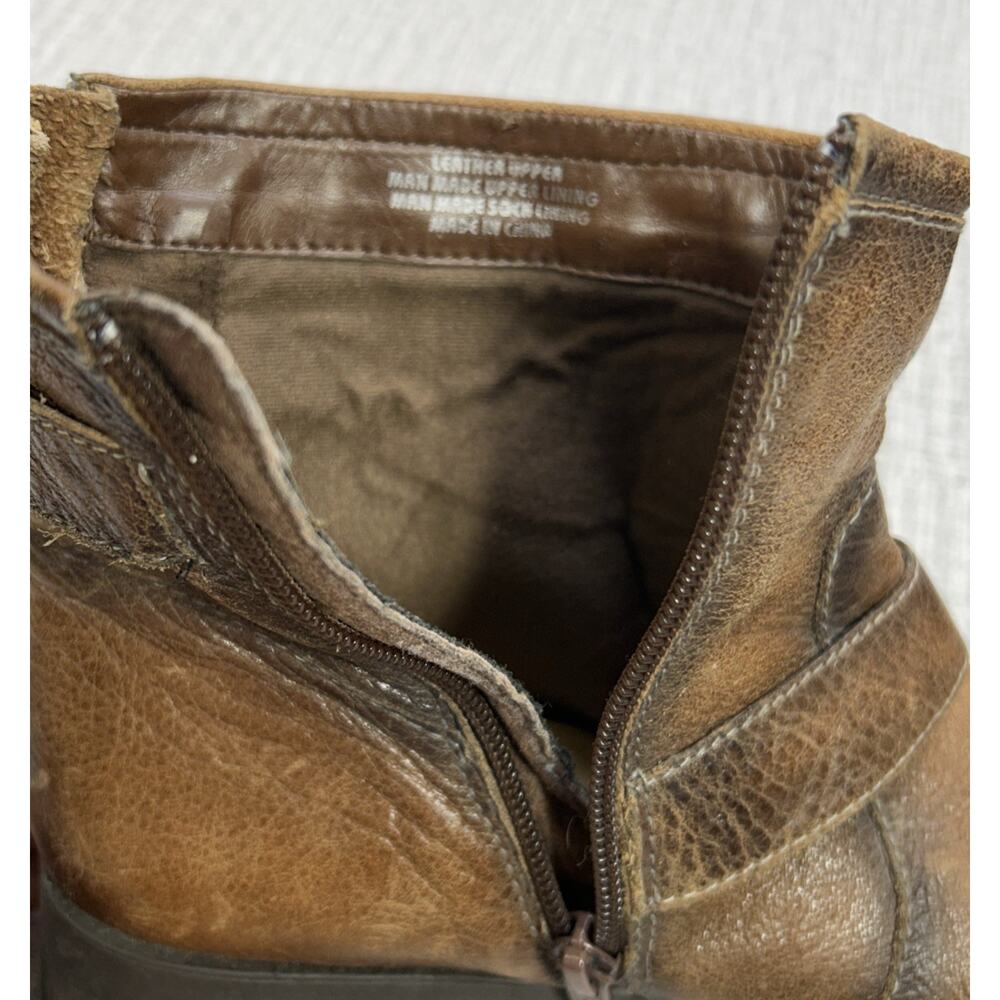 Earth Womens Size 8.5 Redwood Almond Leather Moto Boots Booties Buckle Studded - Picture 7 of 13
